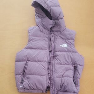 The North Face Lavender Hooded Puffer Vest